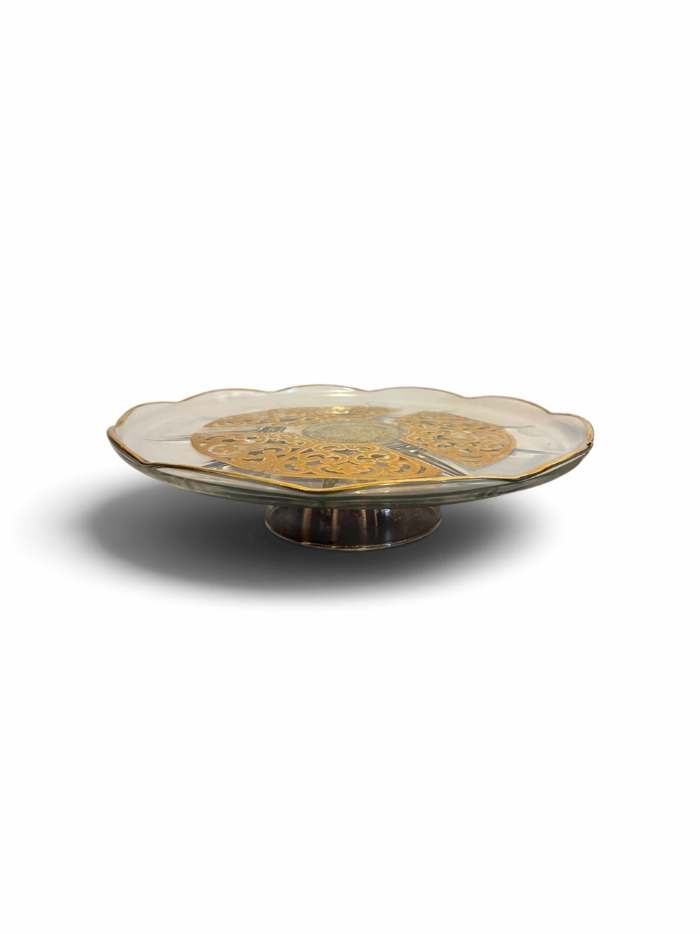 Georges Briard Footed Glass Cake Stand MCM Vintage